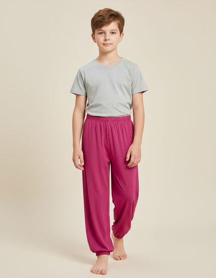 Pantalon Fluide Fuchsia Coton Ample Garçon - Rose