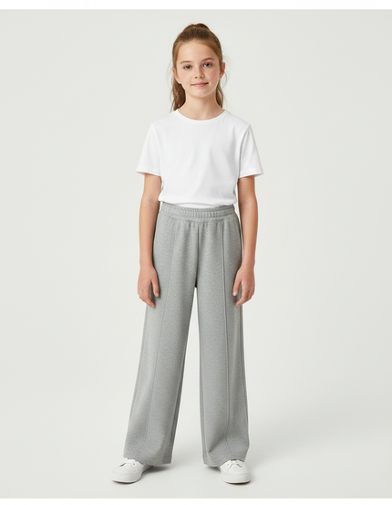 Pantalon Fluide Gris Ample Décontracté Cordon - Molleton