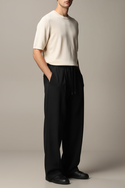 Pantalon Fluide Homme Noir Coupe Ample Viscose Chic Mi-saison 2
