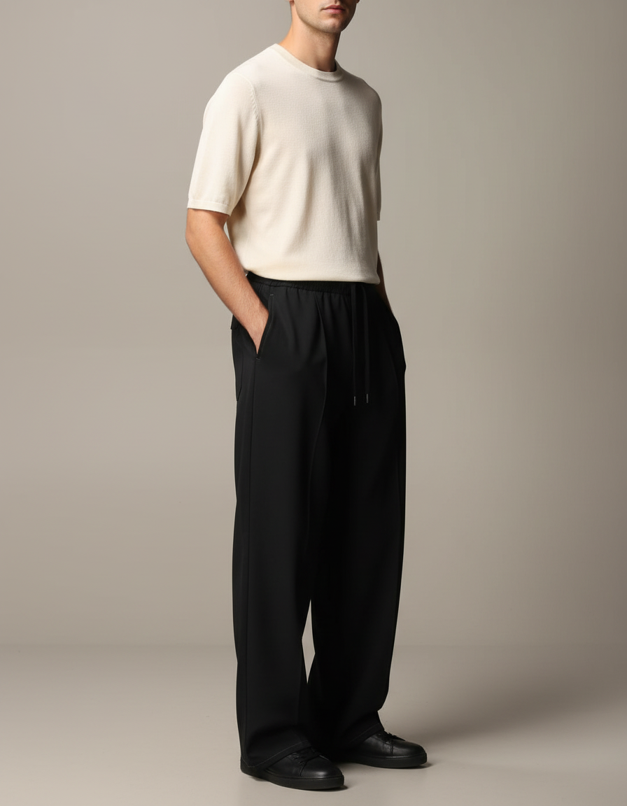 Pantalon Fluide Homme Noir Coupe Ample Viscose Chic Mi-saison 2