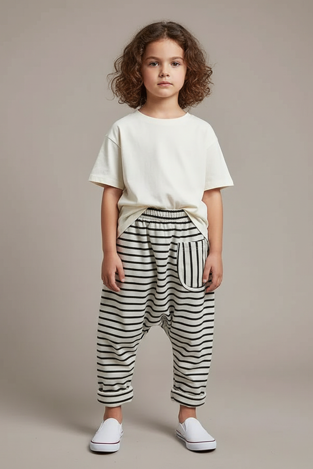 Pantalon Fluide Taille Basse - Imprimé Molleton