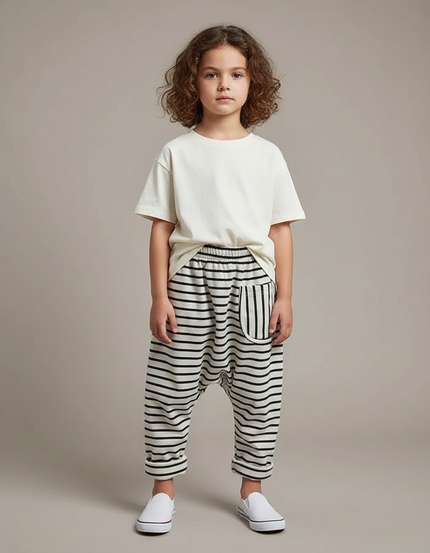 Pantalon Fluide Taille Basse - Imprimé Molleton