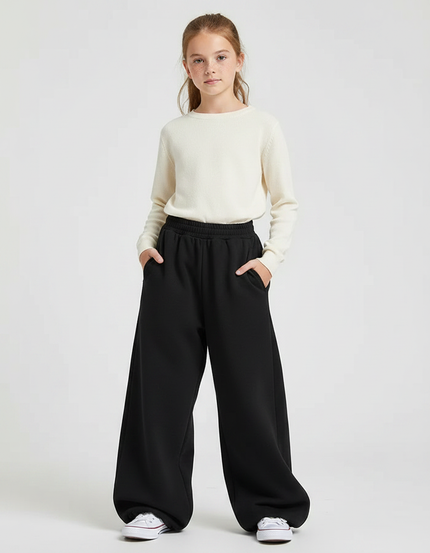 Pantalon Fluide Noir Ample Molleton Confortable Enfant