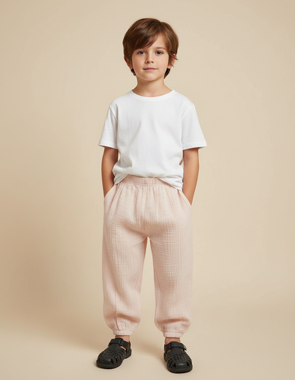 Pantalon Fluide Rose Gaze Coton Ample Confortable Enfant