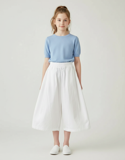 Pantalon Fluide Blanc Ample Taille Élastique Coton