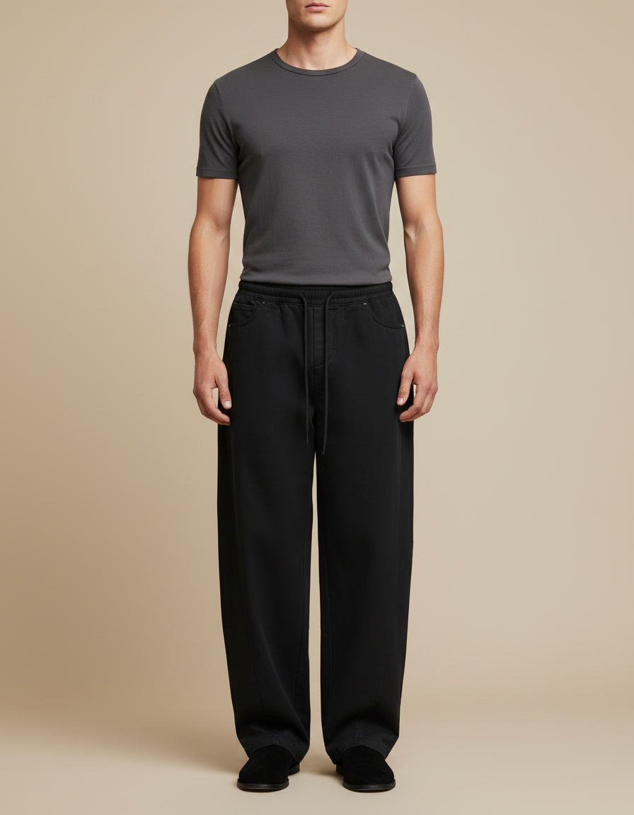 Pantalon Fluide Homme Grande Taille - Noir Molleton