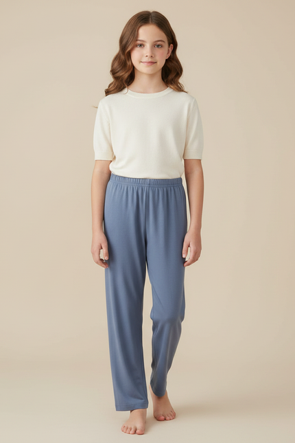 Pantalon Fluide Bleu Ciel Ample Doux Confortable - Maille