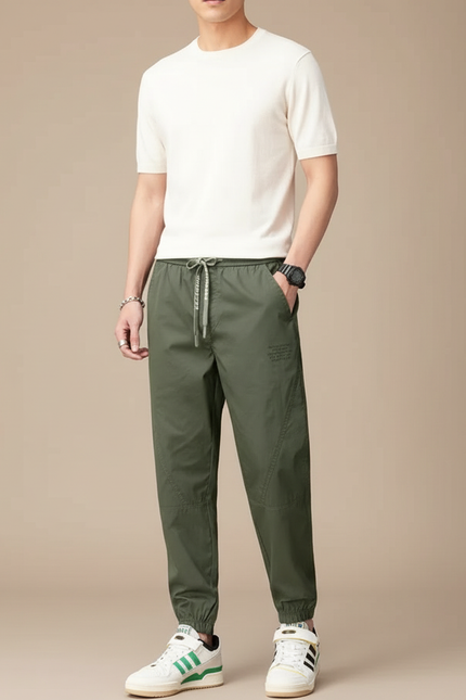 Pantalon Fluide Kaki Cordon Élastique Décontracté Homme - Polyester