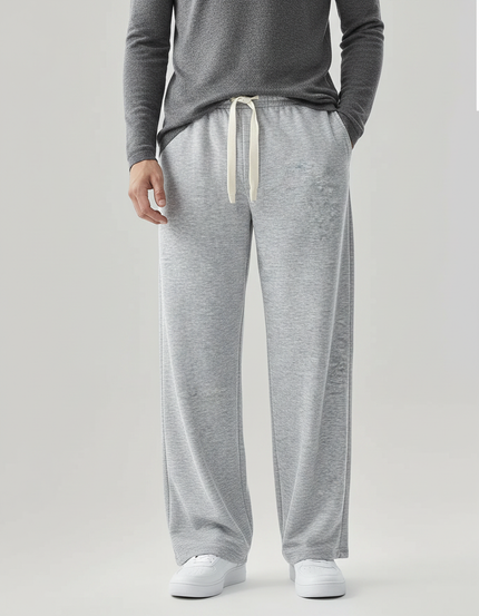Pantalon Fluide Gris Ample Décontracté Confortable Cordon - Molleton