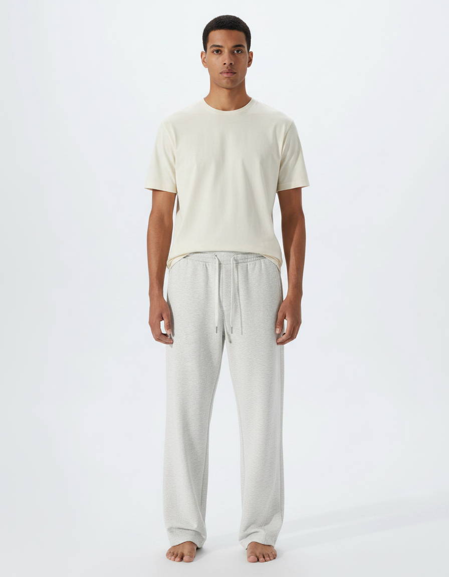 Pantalon Fluide Gris Ample Coton Homme Confortable - Molleton