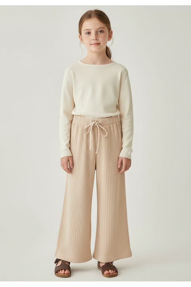 Pantalon Fluide Enfant Fille - Beige Maille