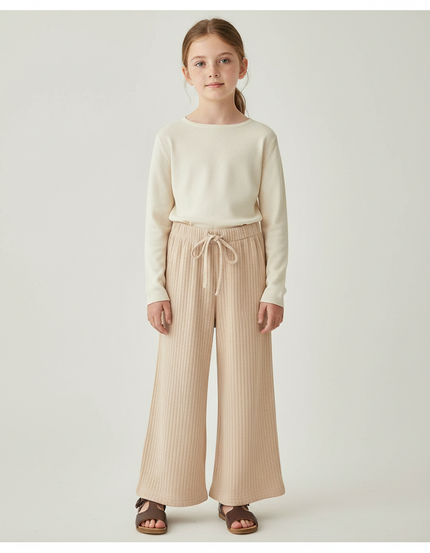 Pantalon Fluide Enfant Fille - Beige Maille