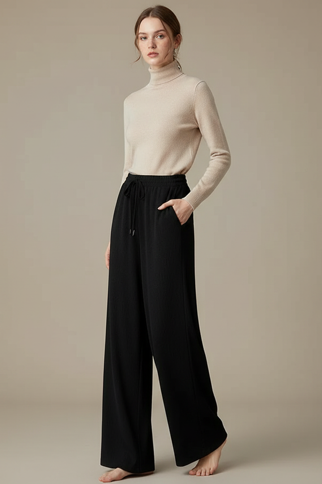 Pantalon Maille Fluide Femme - Noir