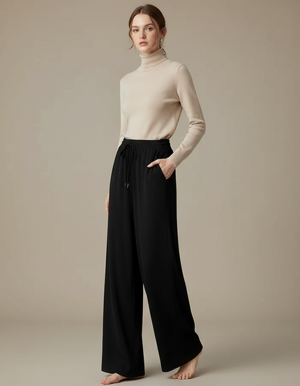 Pantalon Maille Fluide Femme - Noir