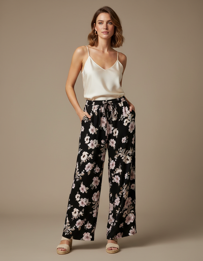 Pantalon Fluide Femme Fleurs