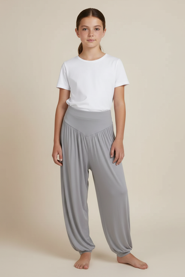 Pantalon Fluide Gris Ample Confortable Yoga Danse - Viscose