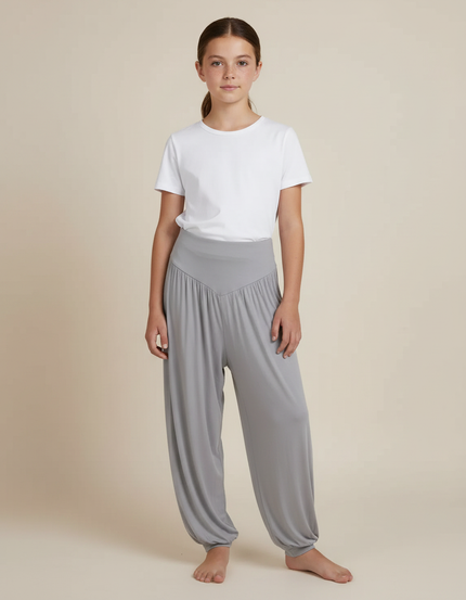 Pantalon Fluide Gris Ample Confortable Yoga Danse - Viscose