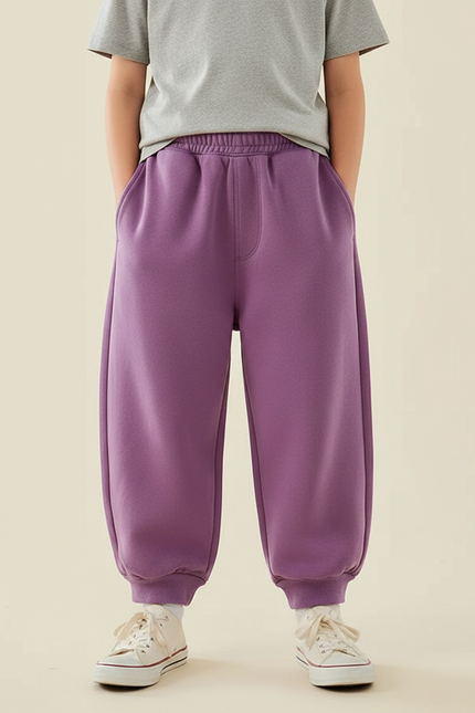 Pantalon Fluide Violet Ample Coton Décontracté Enfant - Molleton