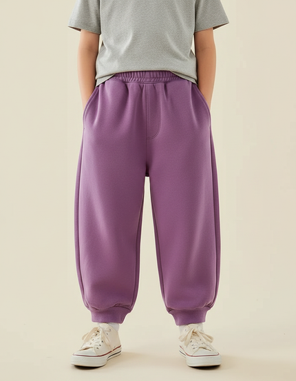 Pantalon Fluide Violet Ample Coton Décontracté Enfant - Molleton