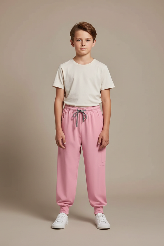 Pantalon Fluide Rose Cargo Enfant Cordon Jogger - Polyester