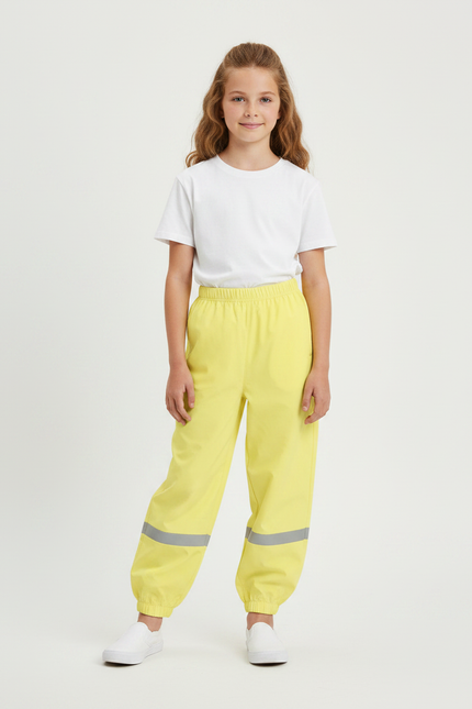 Pantalon Fluide Jaune Réfléchissant Imperméable Enfant Léger - Polyester