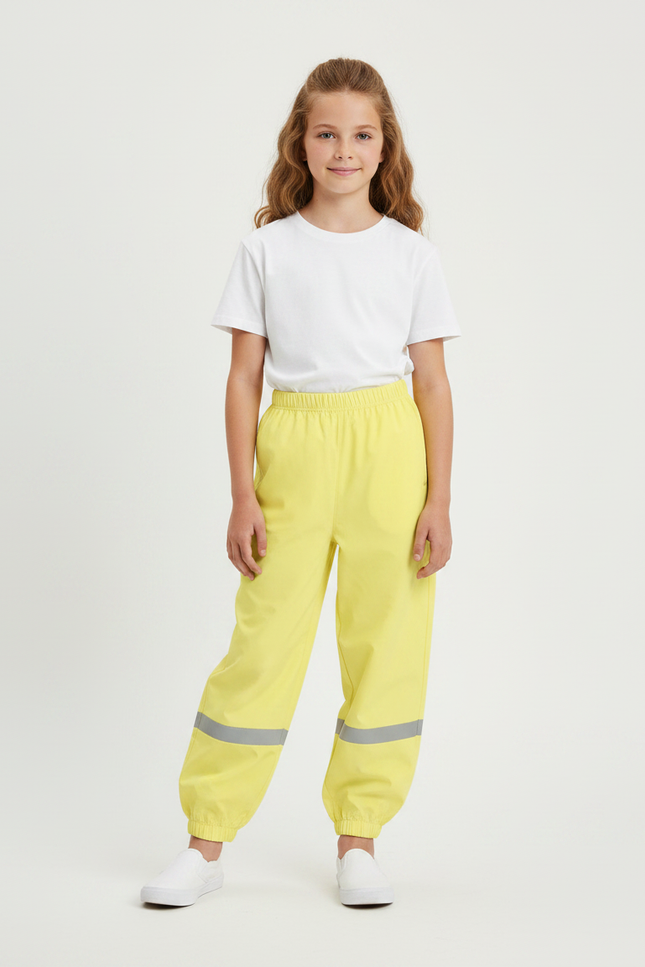 Pantalon Fluide Jaune Réfléchissant Imperméable Enfant Léger - Polyester