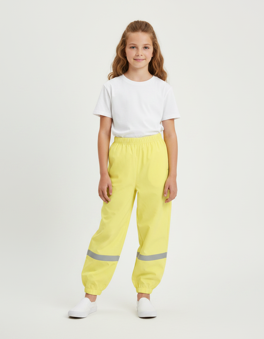 Pantalon Fluide Jaune Réfléchissant Imperméable Enfant Léger - Polyester