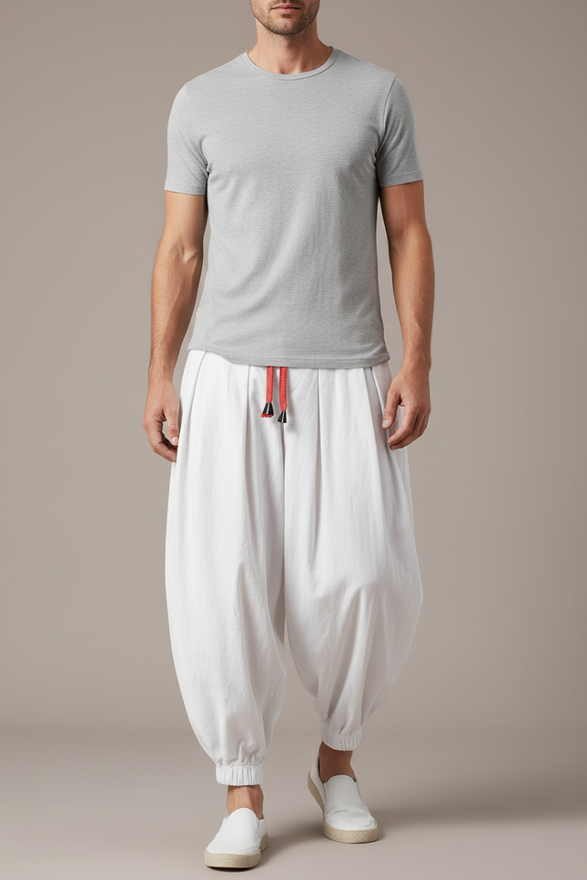 Pantalon Fluide Blanc Grande Taille - Lin