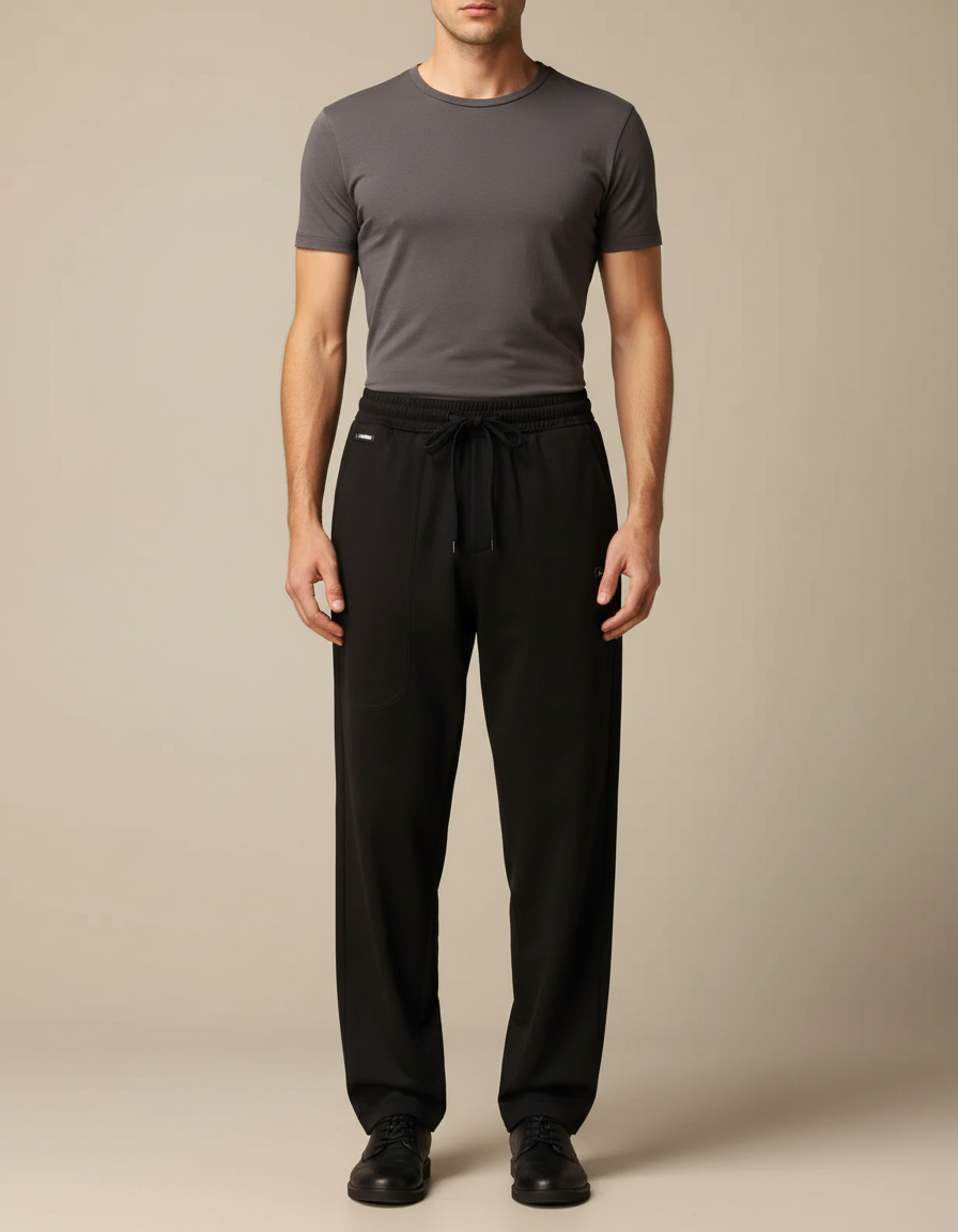 Pantalon Fluide Noir Ample Confortable Homme - Viscose