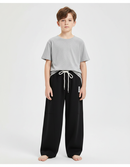 Pantalon Fluide Noir Ample Décontracté Garçon Coton - Molleton