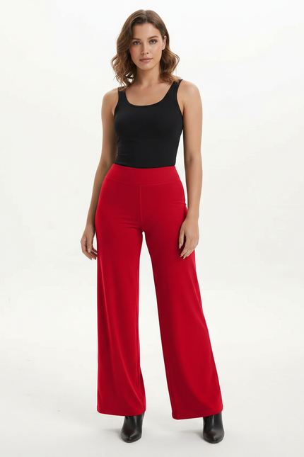 Pantalon Fluide Rouge Femme - Viscose