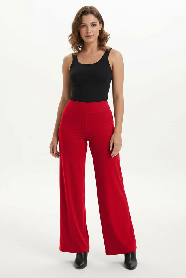 Pantalon Fluide Rouge Femme - Viscose