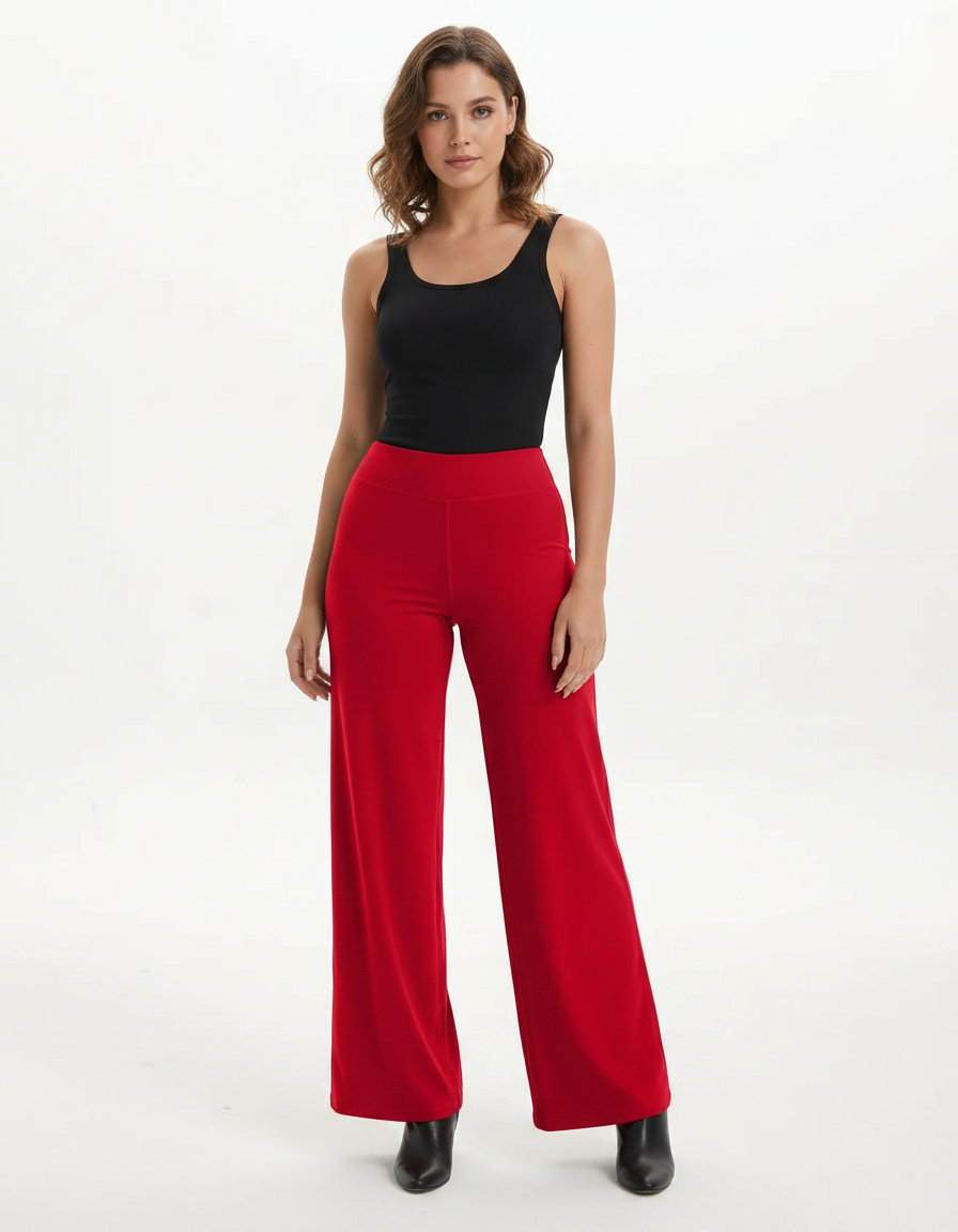 Pantalon Fluide Rouge Femme - Viscose