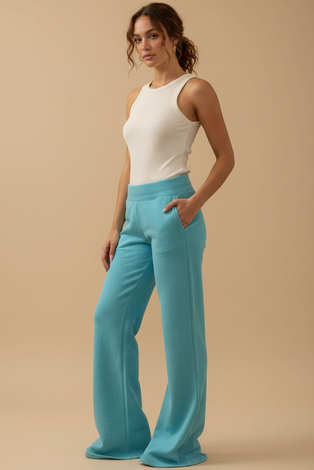 Pantalon Fluide Bleu Ample Confortable Décontracté - Molleton