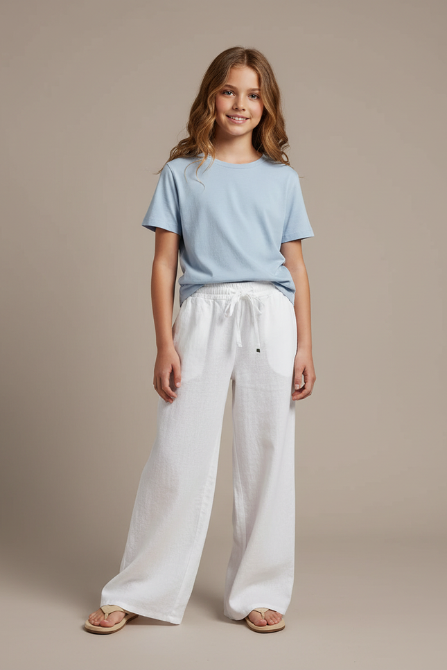 Pantalon Fluide Blanc Ample Lin Enfant