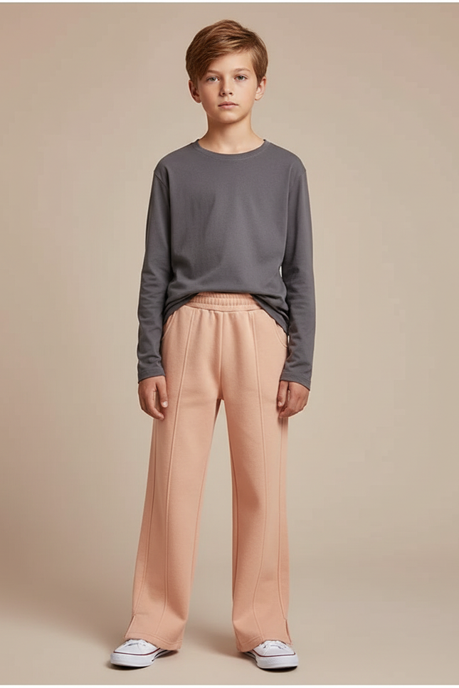 Pantalon Fluide Pêche Ample Décontracté Enfant - Orange Molleton