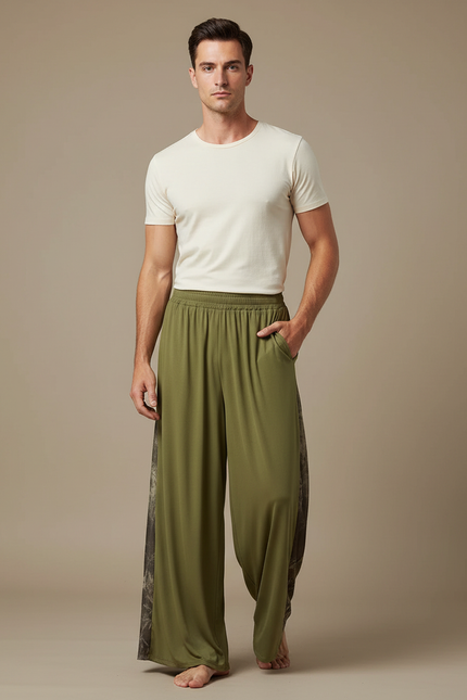 Pantalon Fluide Kaki Ample Décontracté Homme Imprimé - Maille