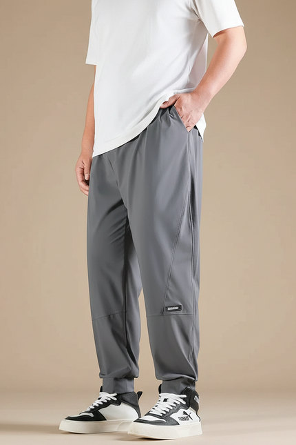Pantalon Fluide Gris Homme Décontracté Sport Léger - Polyester