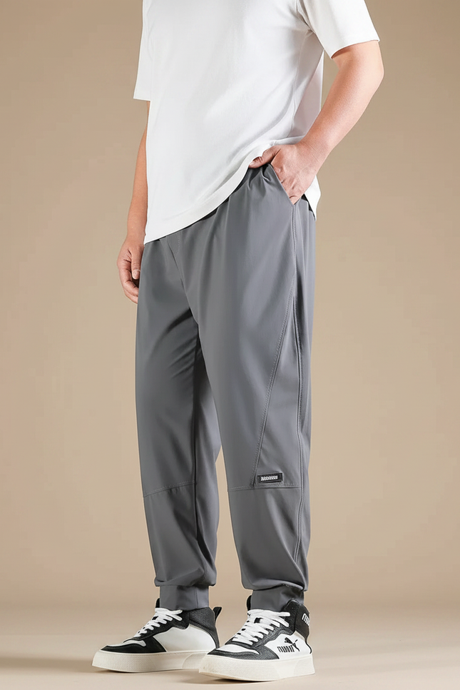 Pantalon Fluide Gris Homme Décontracté Sport Léger - Polyester