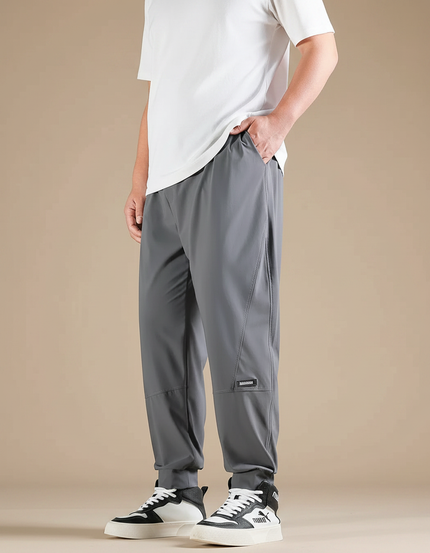 Pantalon Fluide Gris Homme Décontracté Sport Léger - Polyester