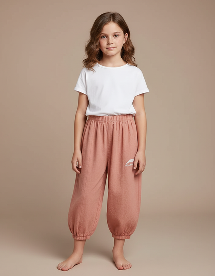 Pantalon Fluide Vieux Rose Lin Coton Ample Resserré