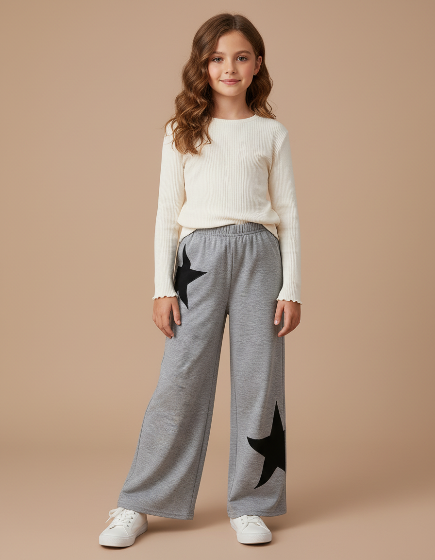 Pantalon Fluide Motifs - Gris Molleton