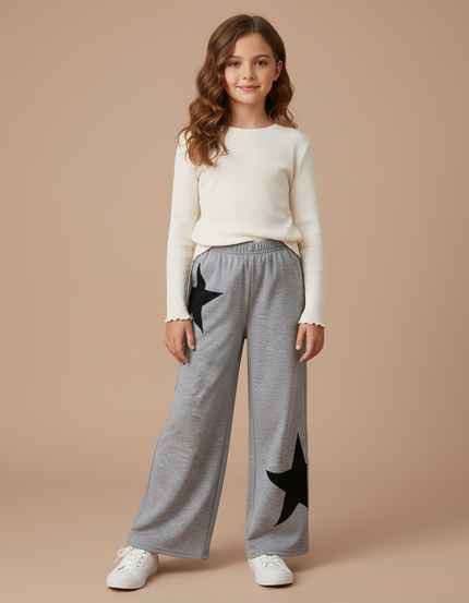 Pantalon Fluide Motifs - Gris Molleton