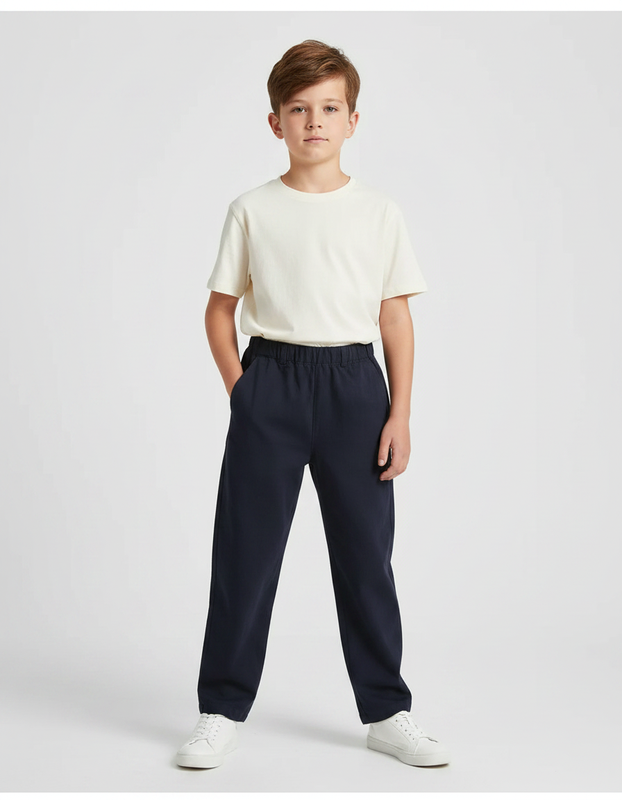 Pantalon Fluide Bleu Marine Ample Décontracté Enfant - Molleton