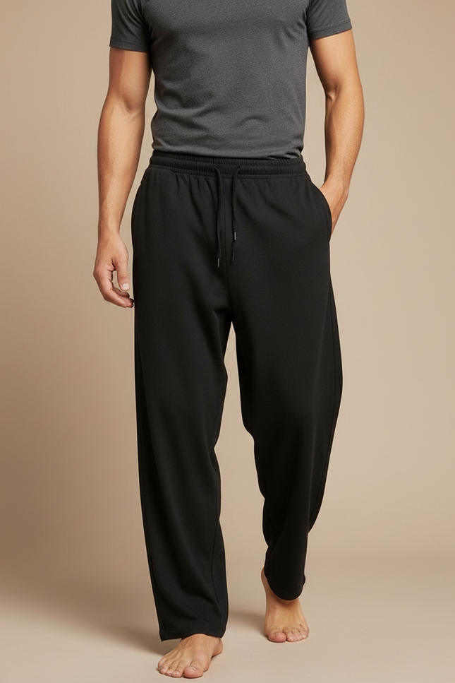 Pantalon Fluide Homme Noir Coupe Ample Viscose Été 3 - Molleton