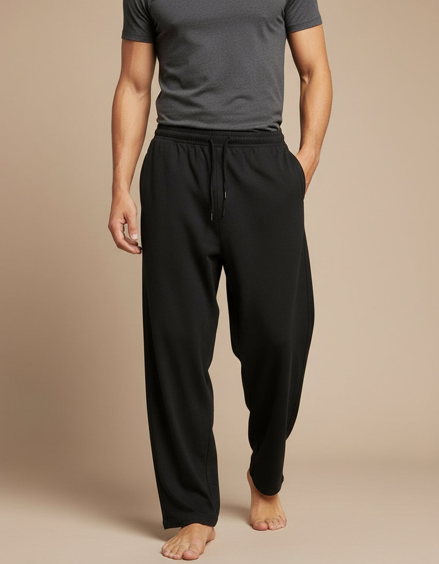 Pantalon Fluide Homme Noir Coupe Ample Viscose Été 3 - Molleton