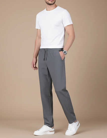 Pantalon Fluide Gris Droit Décontracté Homme Léger - Polyester