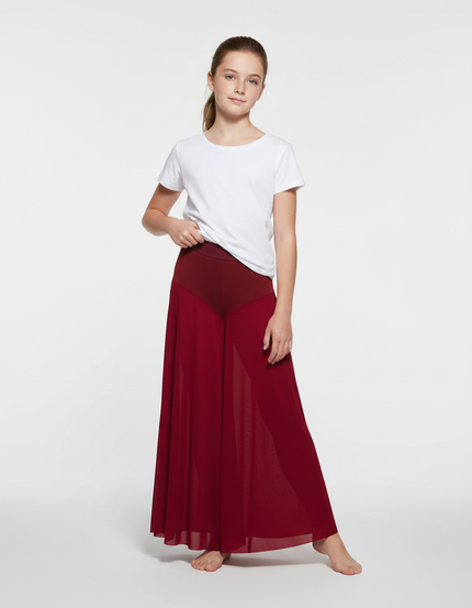 Pantalon Fluide Rouge Ample Transparent Danse Fille - Bordeaux Polyester