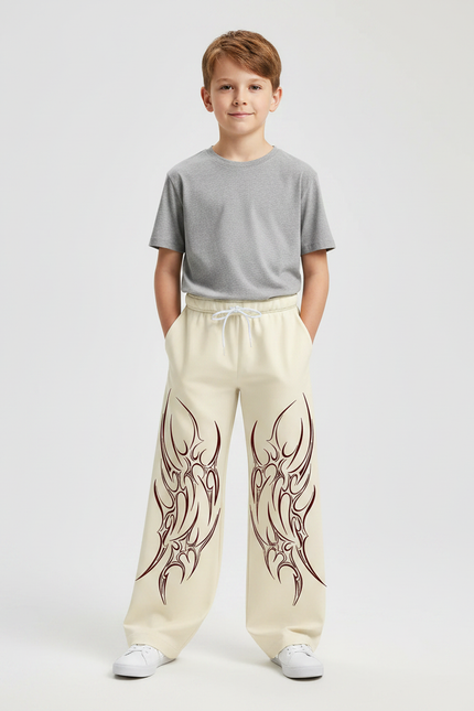Pantalon Imprimé Fluide - Beige Molleton