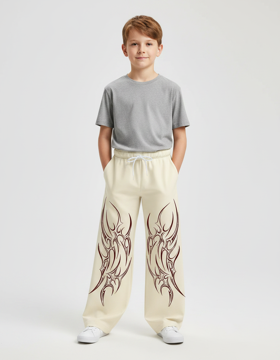 Pantalon Imprimé Fluide - Beige Molleton